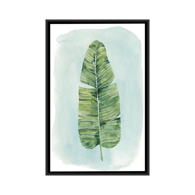 «Paradise Palm Leaves IV», impression sur toile, H 26 po x l 18 po x P 1,5 po, Toile avec cadre flottant noir, Pas de tapis