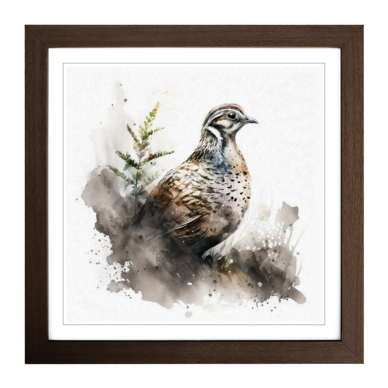Partridge Ink Wash - Framed Print, Walnut