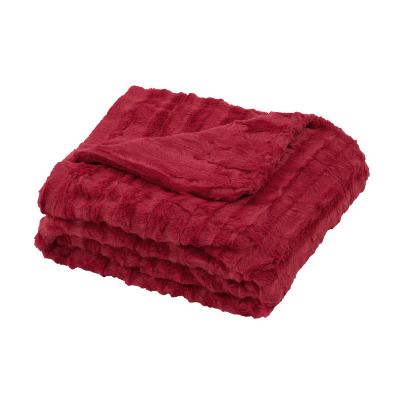 Jeté en fausse fourrure Derby, Rouge pimenté, l 60 po x L 80 po