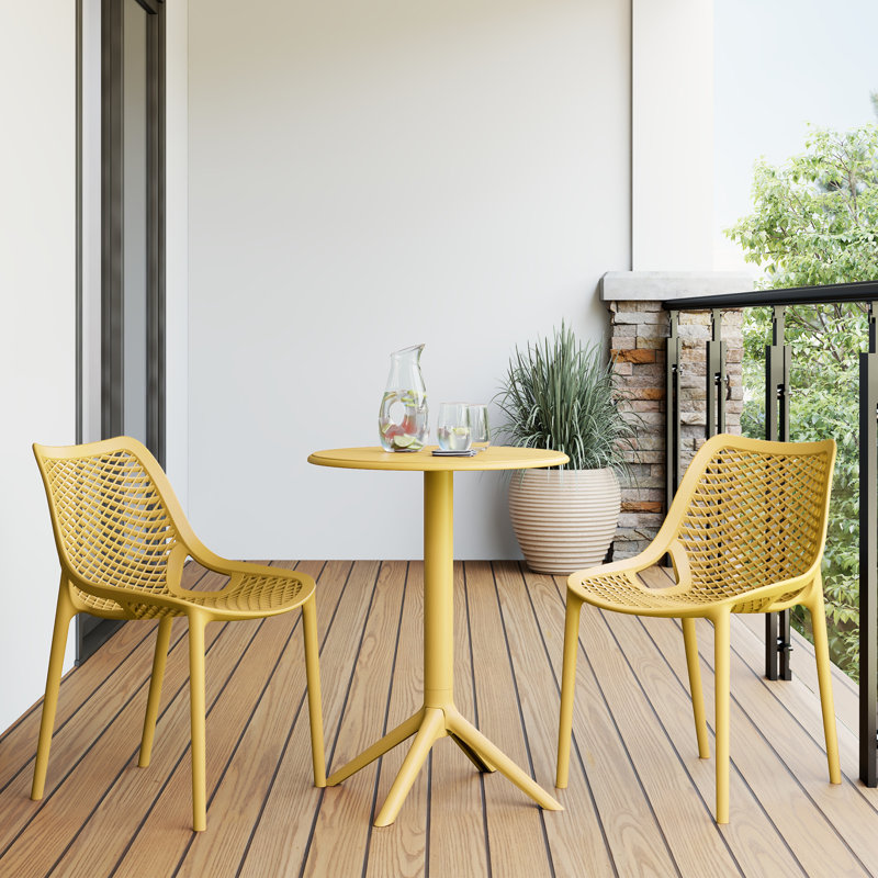 2-Person Outdoor Round Dining Set, Yellow