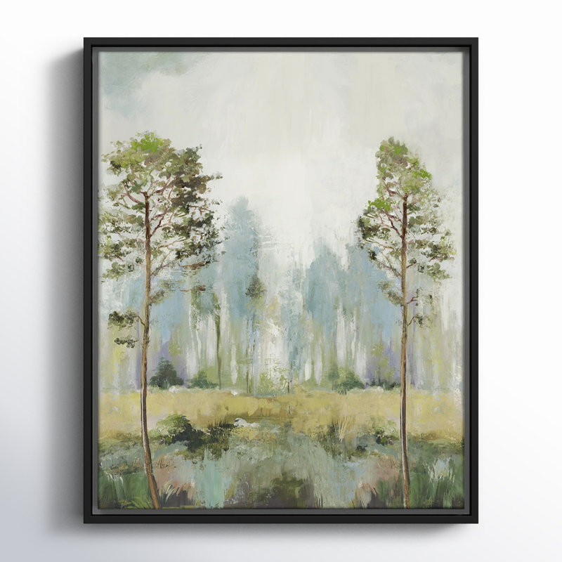 Teton "Tall Green Trees II" Print by Allison Pearce, 21.5" H x 17.5" W, Espresso