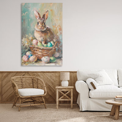 Spring Easter Bunny Basket Canvas, design by LSR Design Studio