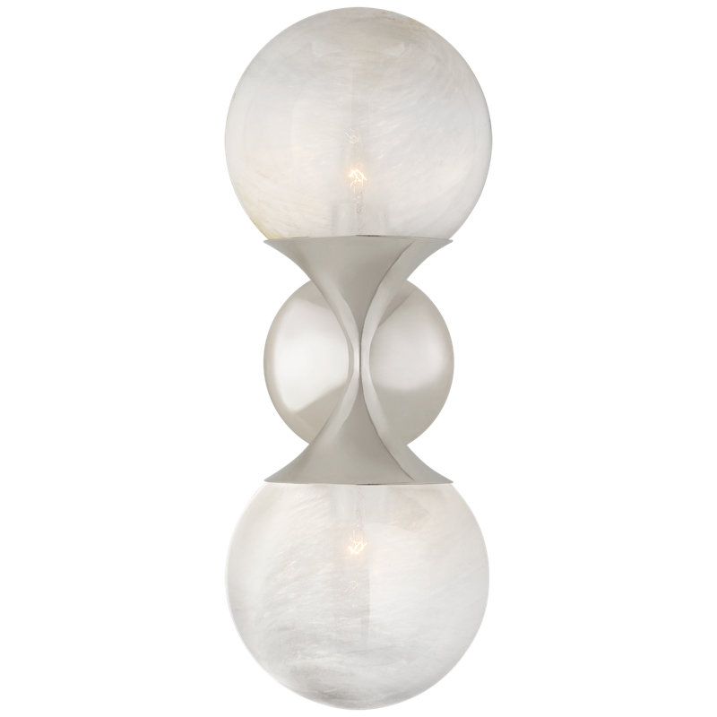 AERIN Cristol Small Double Sconce, Polished Nickel