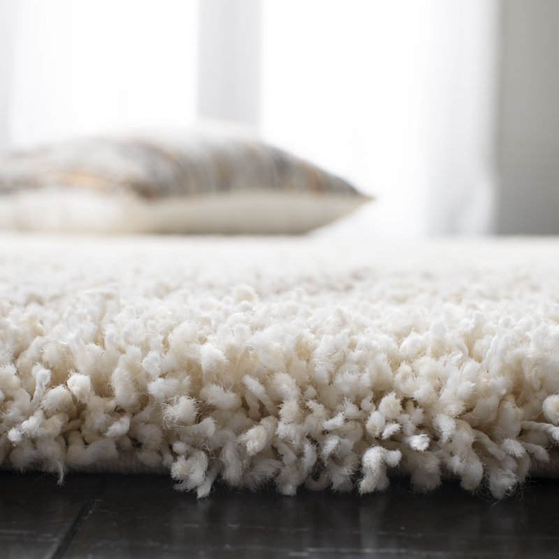 Darrold Shag Performance Geometric Rug, Rectangle 8' x 10', Ultra Plush 1.81", Ivory/Gray