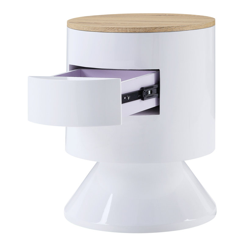 Table de chevet contemporaine avec tiroir blanc - Pratique 1 pièce