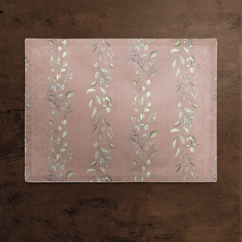 Polyester Floral Rectangle Placemat, Pink