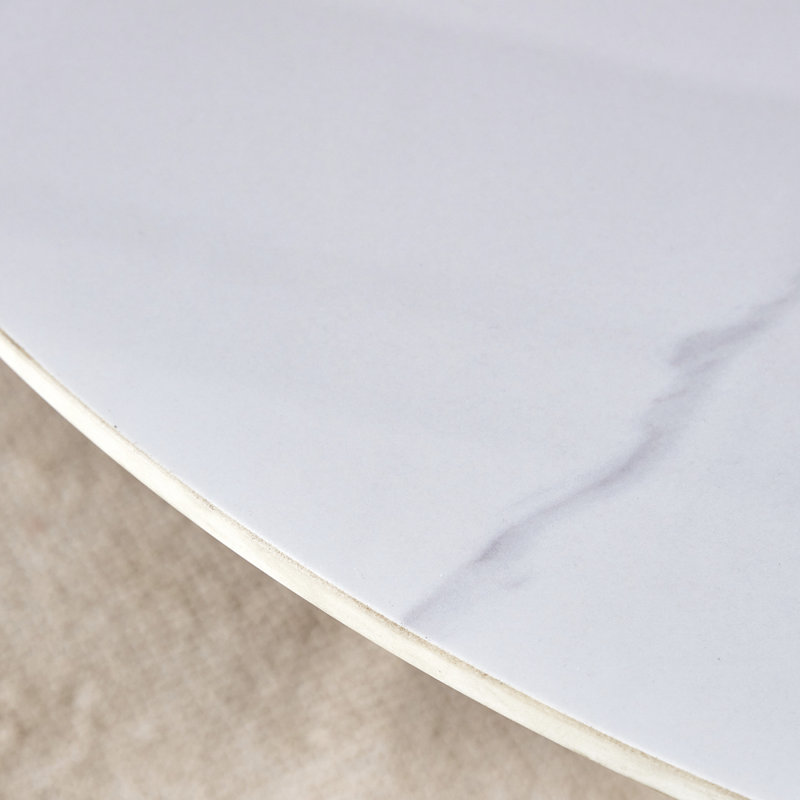 Table luxueuse en pierre frittée de 42 po: plateau durable de 0,45 po + pieds en acier de 6 po, capacité de 350 lb, surface veinée blanche / grise résistante aux taches et à la chaleur - Design minimaliste moderne