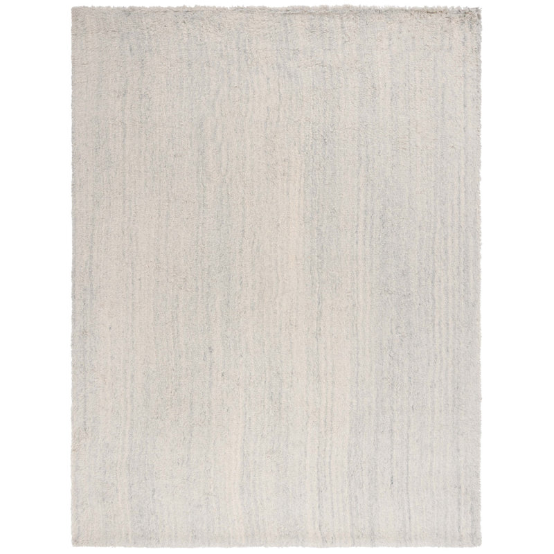 Hand Tufted Wool/Cotton Rug in Silver/Ivory, Rectangle 8' x 10'
