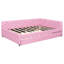 Lit double rembourré rose avec lit gigogne simple pour une chambre à coucher relaxante et pratique