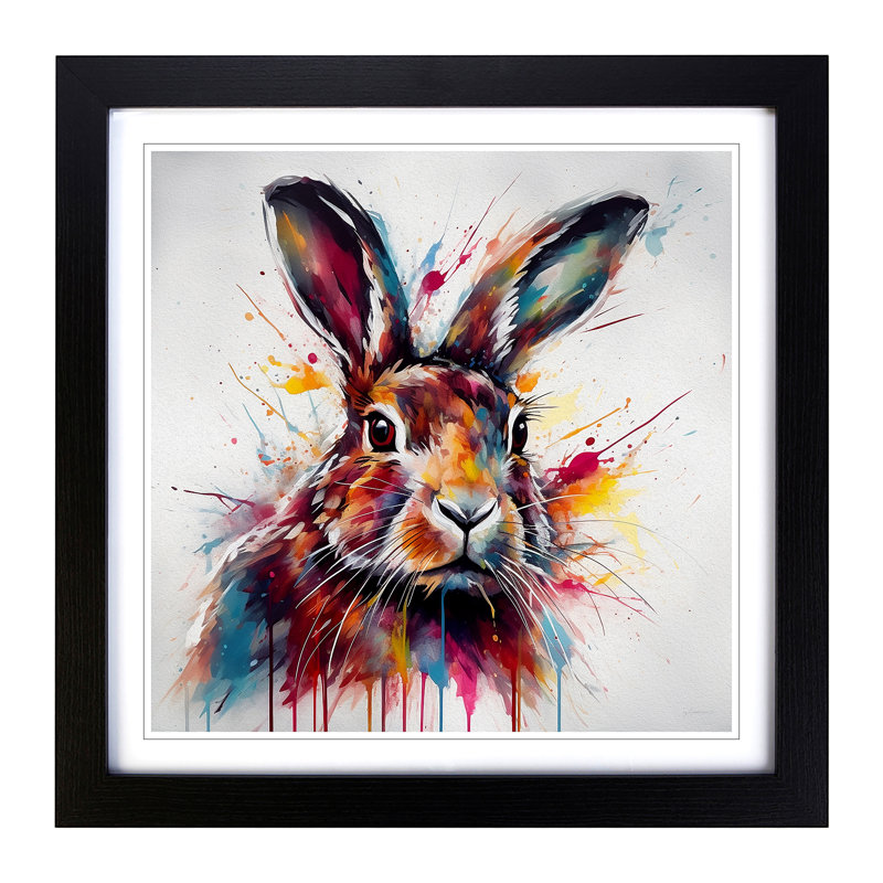 Hare Abstract Art No.1 - Single Picture Frame Print on Wood, Black