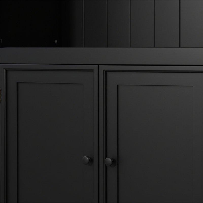 4-Tier Display Shelf With Storage & Doors, Black