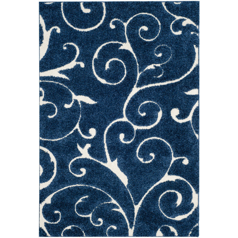 Benedetti Hooked Rug, Rectangle 183 x 274 cm, Navy/Cream