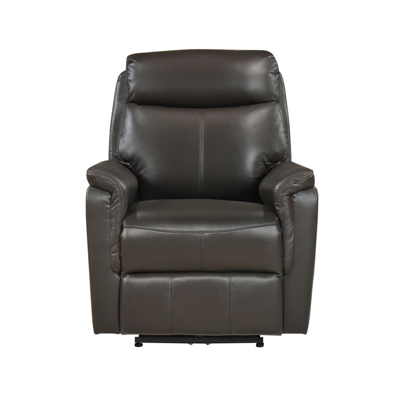 Fauteuil inclinable électrique brun foncé avec port de charge USB - meubles de salon en cuir fleur et cadre en bois