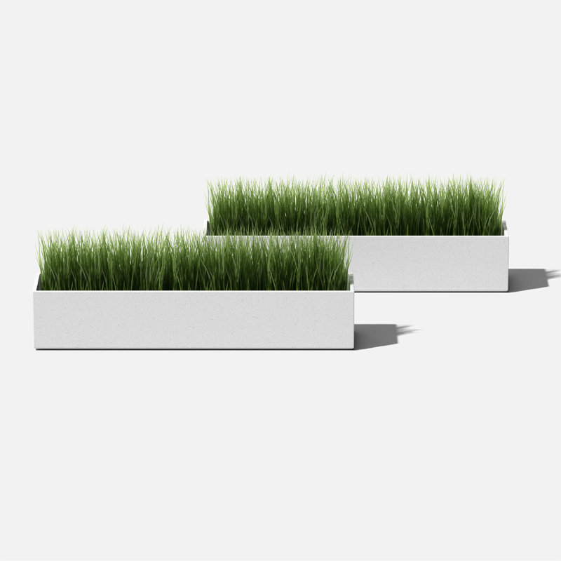Boîte à fleurs en plastique Geo Series, Blanc, H 3 po x l 16 po x P 3,5 po, Ensemble de 2
