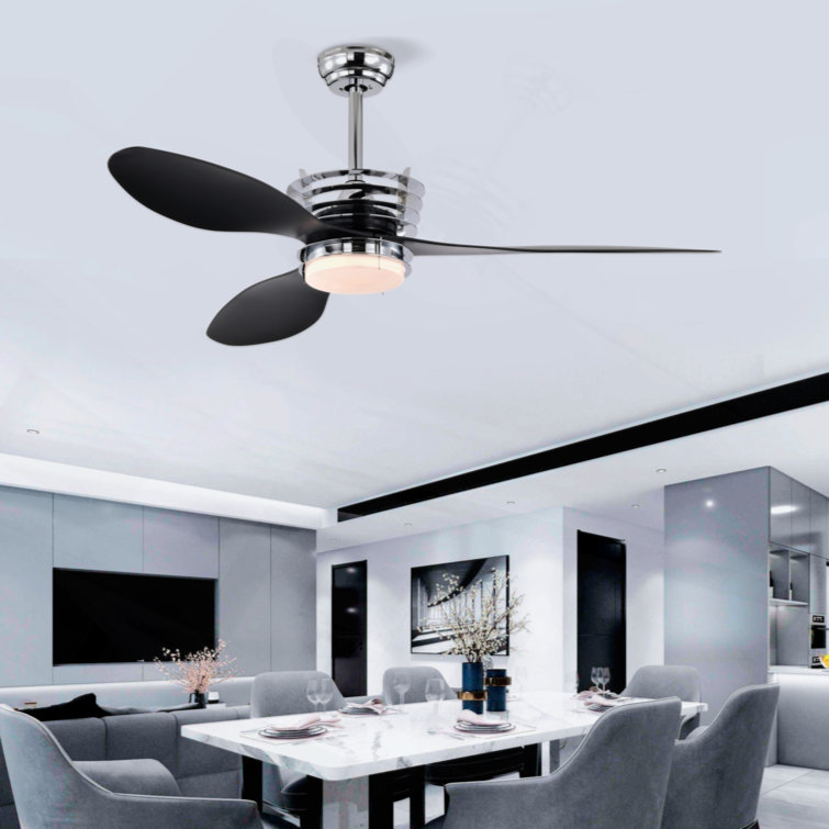 52'' ABS Blades Ceiling Fan With Lights And DC Remote, DC Motor Modern Ceiling Fan With 3 ABS Fan Blades & 2 Down Rods, Indoor Ceiling Fan With Light For Bedroom,Living Room
