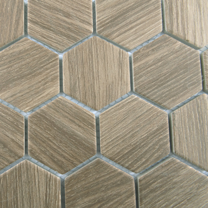 Llama 2" Hex 11-1/8 " x 12-5/8 " Porcelain Mosaic Floor and Wall Tile, Brown