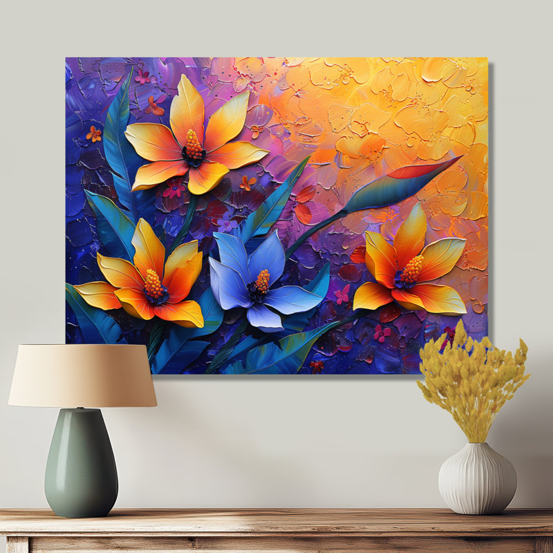 Oiseau de paradis jaune jaune vert, Toile tendue, H 12 po x l 20 po x P 1 po