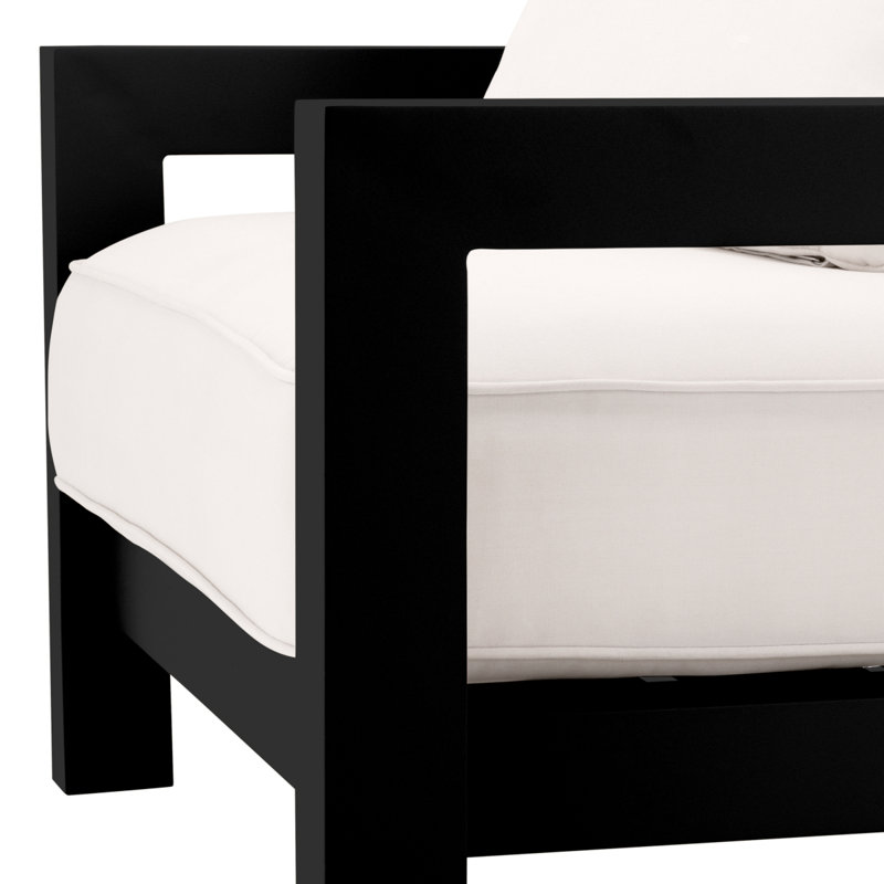 Chaise de patio avec coussins Sunbrella Cap-Antibes, Noir