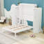 Lit escamotable en bois avec deux garde-robes et tablettes de rangement-665028847