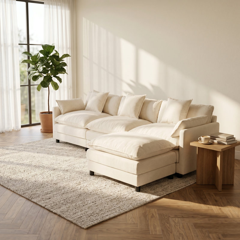 Canapé modulaire en chenille profonde, Beige