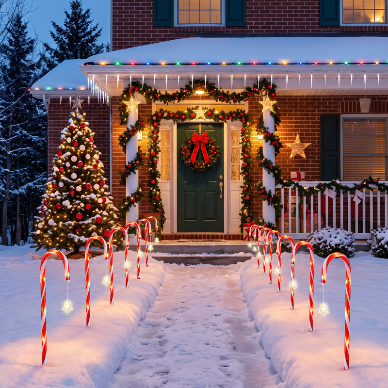 Lumières solaires de chemin de Noël en forme de canne à sucre de 20 pouces