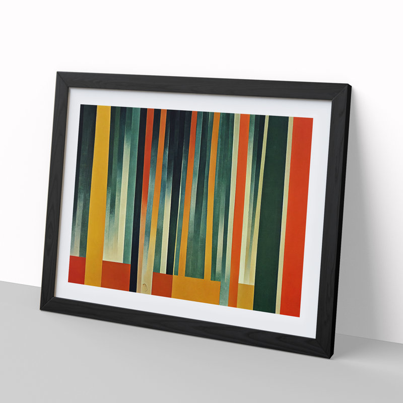 Enlightening Abstract Bamboo Forest - Single Picture Frame Print, Black Framed, 46cm H x 64cm W x 2cm D