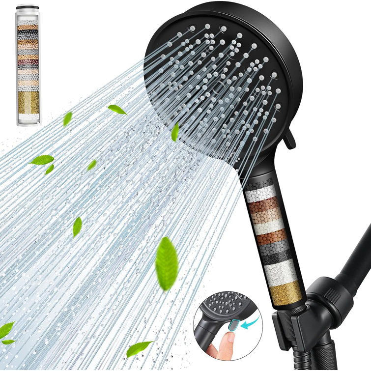Filtered Shower Head With Handheld, High Pressure 6 Spray Mode Showerhead With Filters, Water Softener Filters Beads For Hard Water - Remove Chlorine - Reduces Dry Itchy Skin