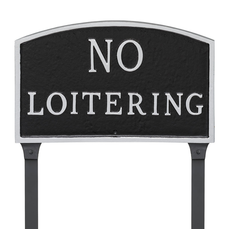 Enseigne de jardin loitering statement, Noir / argent, H 13 po x l 21 po x P 0,25 po