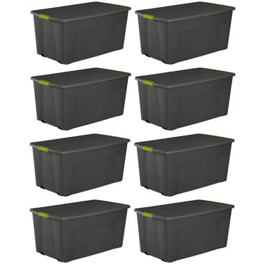 Sterilite 45 Gallon Wheeled Portable Latching Storage Tote Box Gray 12 Pack
