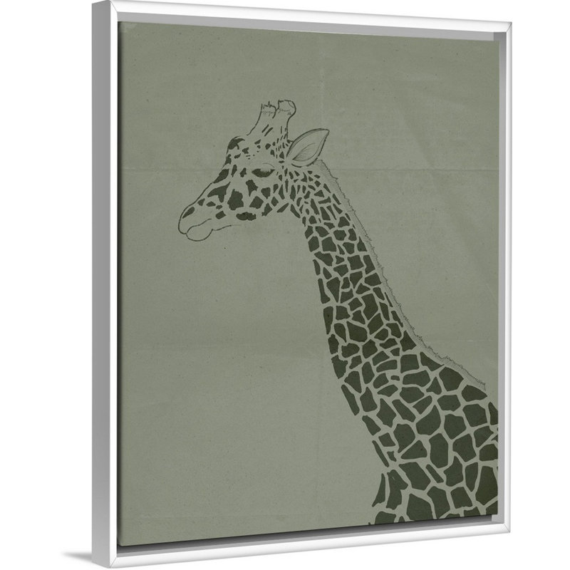 Décoration murale pour enfants giraffe ii, Cadre pour toile flottant blanc, H 30 po x l 24 po x P 1,2 po