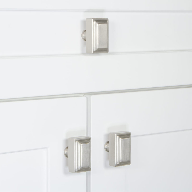 Carré Rectangular Cabinet Knob, Satin Nickel