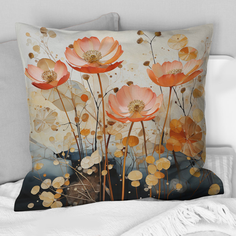 Coussin Peach Blossoming Abstractions II - Abstract Botanicals