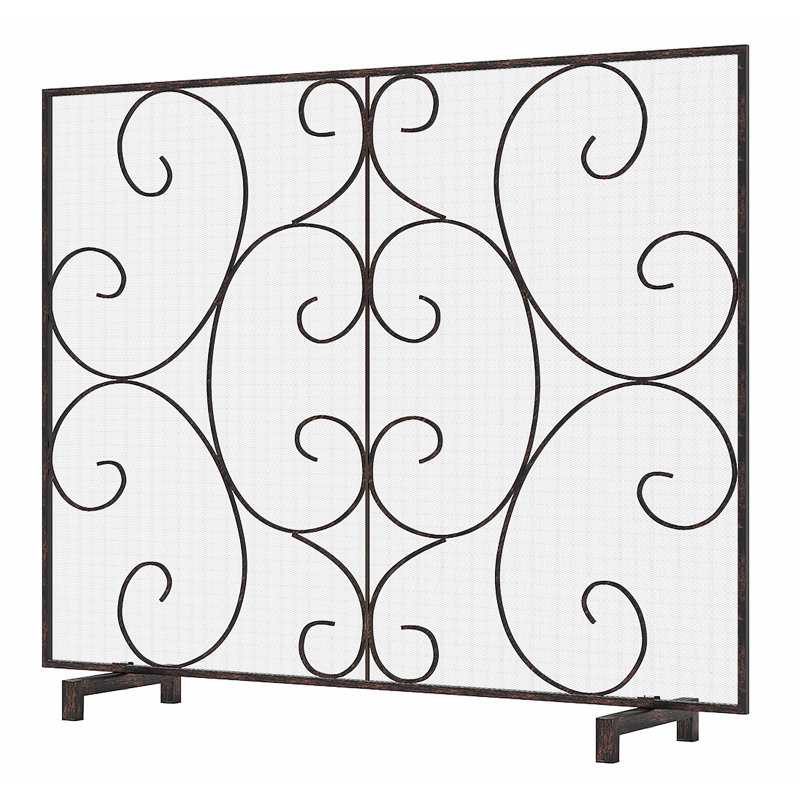 Couvercle de foyer plat décoratif à panneau unique en maille métallique durable fabriquée à la main en maille brossée résistante à la chaleur