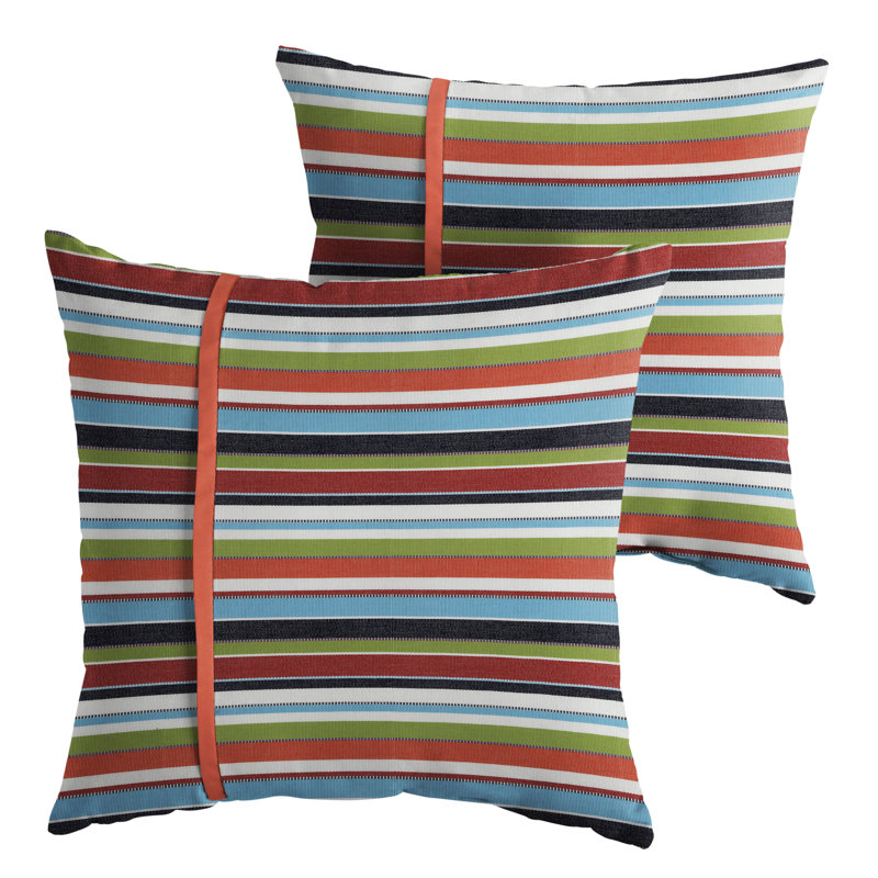 Coussin intérieur / extérieur Calvert, 18 po x 18 po, Carrousel à rayures confettis Sunbrella