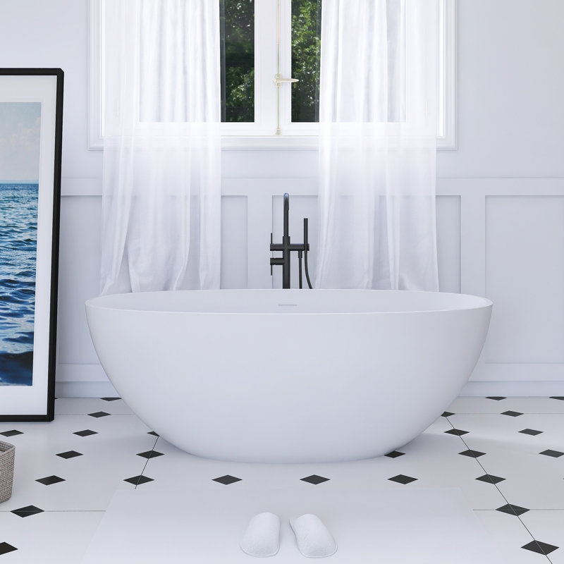 61 Inch Small Size Artificial Stone Solid Surface Freestanding Bathtub