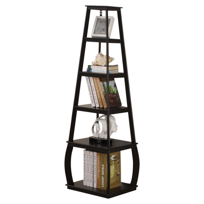 61" Cube Storage Unit with Five Fixed Shelves in Espresso MDF Frame, Contemporary Vertical Cube Bookcase for Living Room Office Entryway Organization and Display Storage