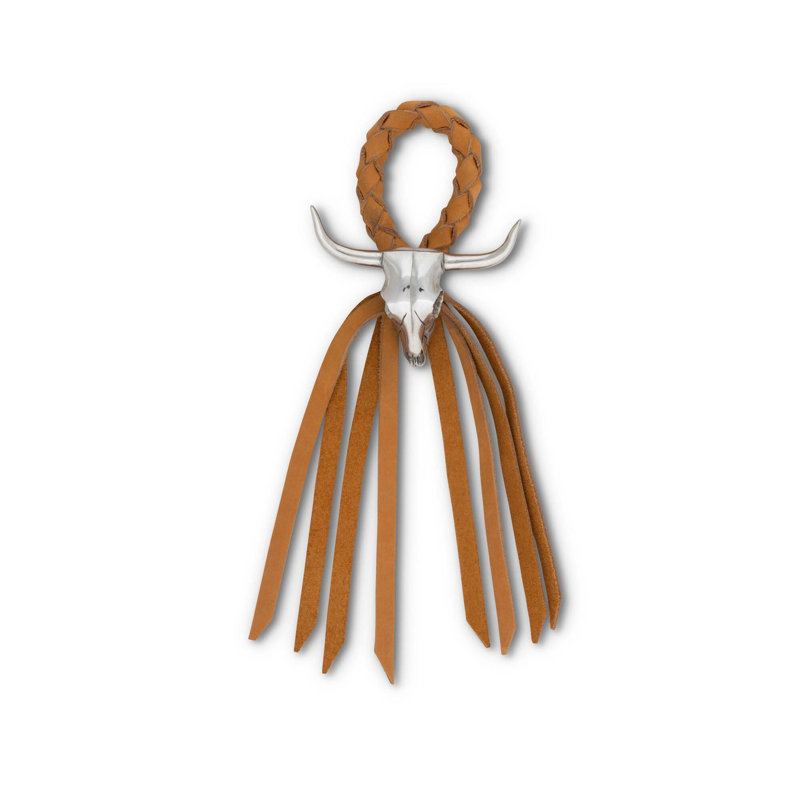 Western Frontier Long Horn Cow Skull Leather Napkin Ring