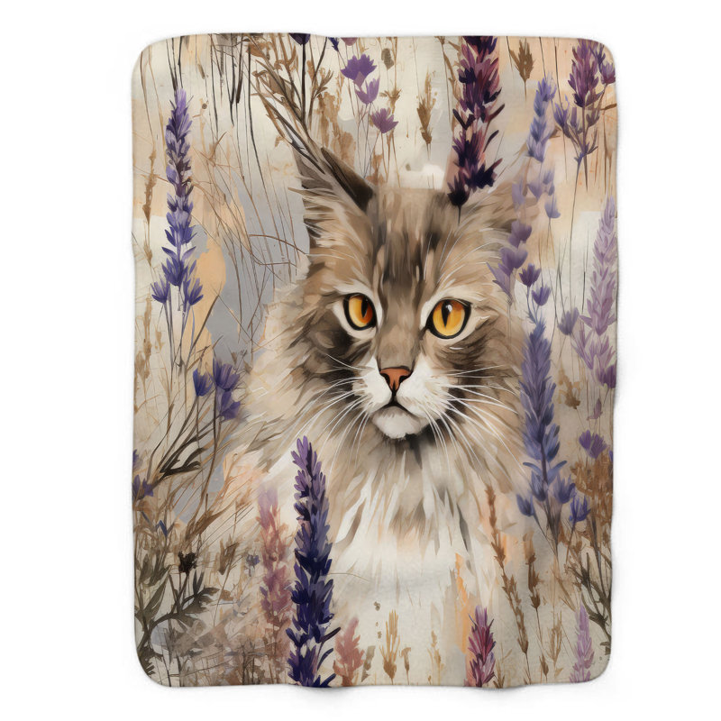 Jeté Blossom-Aimer le chat - 1 pièce Sherpa, L 50 po x L 60 po