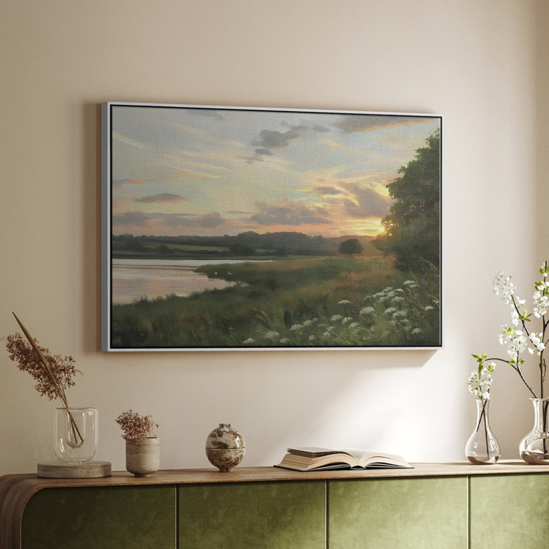 "Vintage Landscape -DCCCLI" sur toile, Toile encadrée flottée blanche, H 27 po x l 41 po x P 2 po
