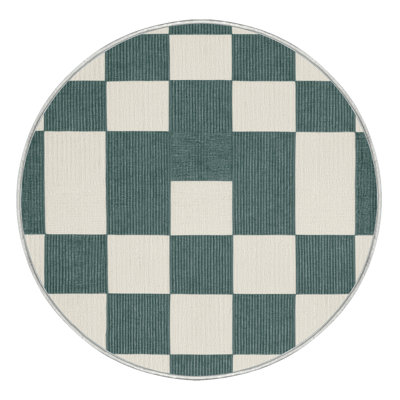 Machine Washable Checkered Beige Area Rug