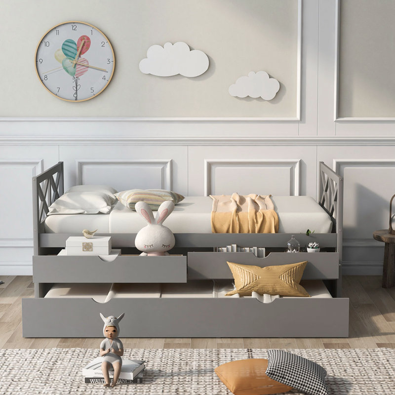 Lit de jour simple avec couchette Debroa, gris