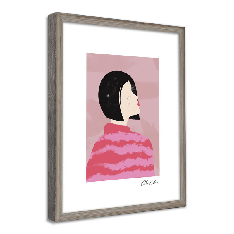 «Women Of The World VIII» par Chichi Decor, H 48 po x l 32 po, Papier avec cadre brun, Blanc