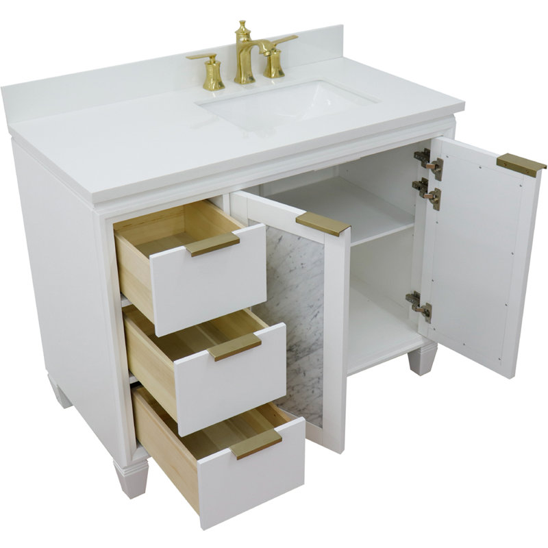 Ensemble de meuble-lavabo simple 43 po avec miroir Schreck, Blanc