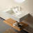 Lede 30" Bathroom Vanity , Wall-mounted Floating White Rectangular Engineered Stone Basin Without Faucet, Striped Shelves Layer, Nature Oak