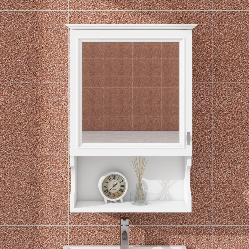 Armoire de rangement de salle de bain murale 20 "avec miroir et tablette intérieure réglable, Blanc