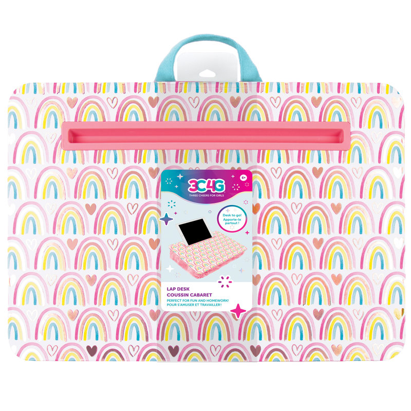 3C4G: Adventure Fun: Rainbow Lap Desk - Portable Lap Pillow Desk W/ Handle, Versatile Media Slot, Cozy Plush Cushion, Perfect For Fun & Homework, Kids Ages 6+