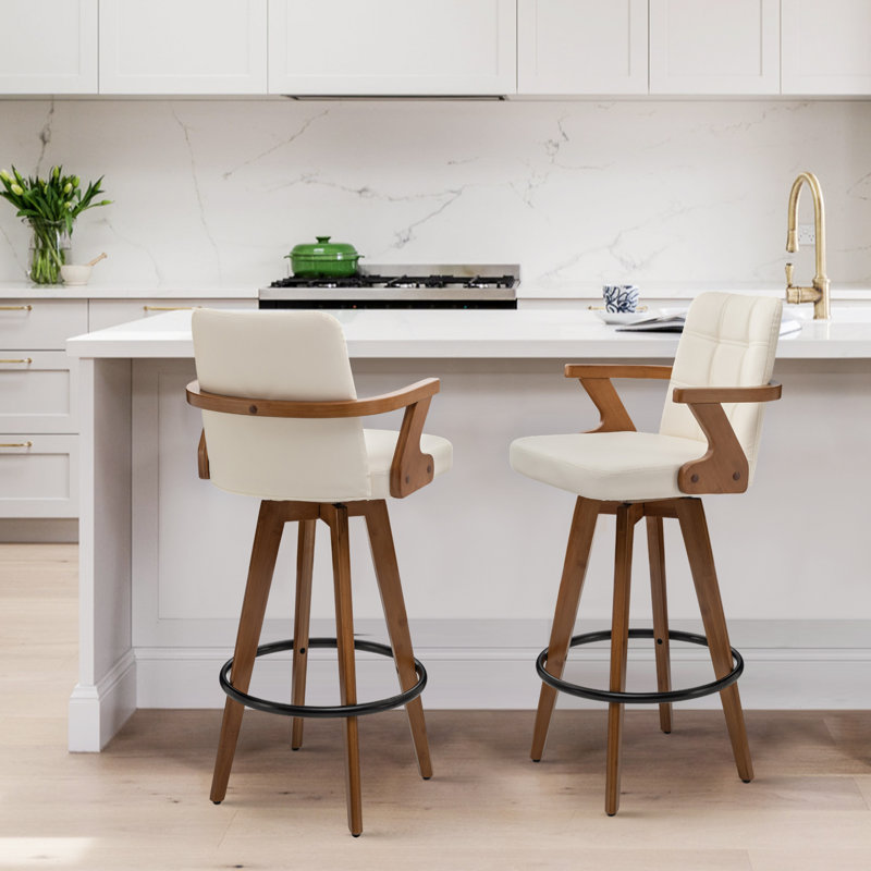 Lorant Swivel Bar Stool, Beige, Bar Stool (76.2cm Seat Height)