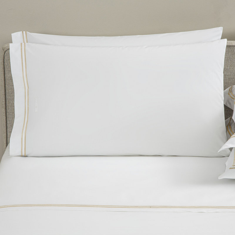 Classic Pillowcase Pair , Standard, White/Khaki