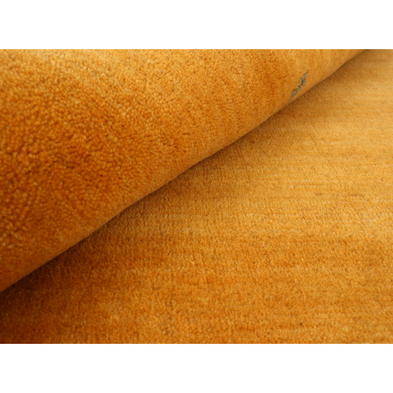 Handwoven Wool Gabbeh Uni Yellow Rug, Square 120cm