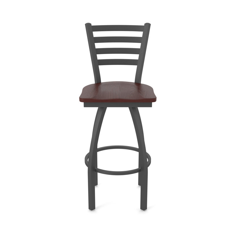 Tabouret pivotant Jackie, Bois - Chêne cerisier foncé, Étain, Très grand (siège d'une hauteur de 36 po)